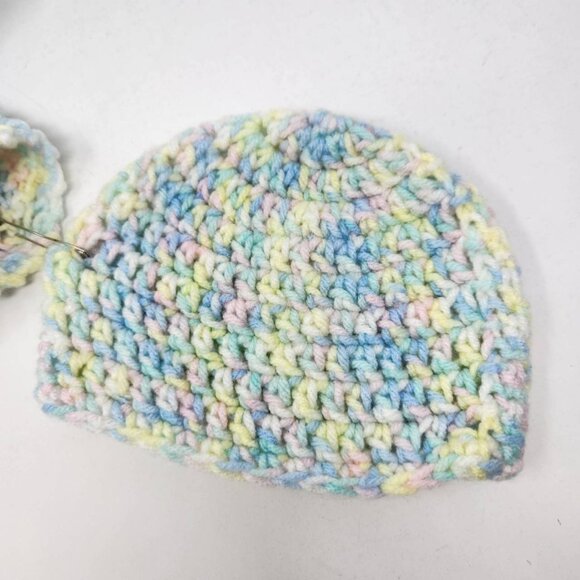 Handmade Baby Blanket & Hat Set, Pastel Rainbow Knitted Set - Picture 6 of 8